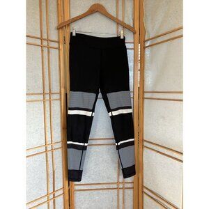Lilybod Black Full Length Leggings Small, Blue & White Stripes, Yoga/ Gym Active